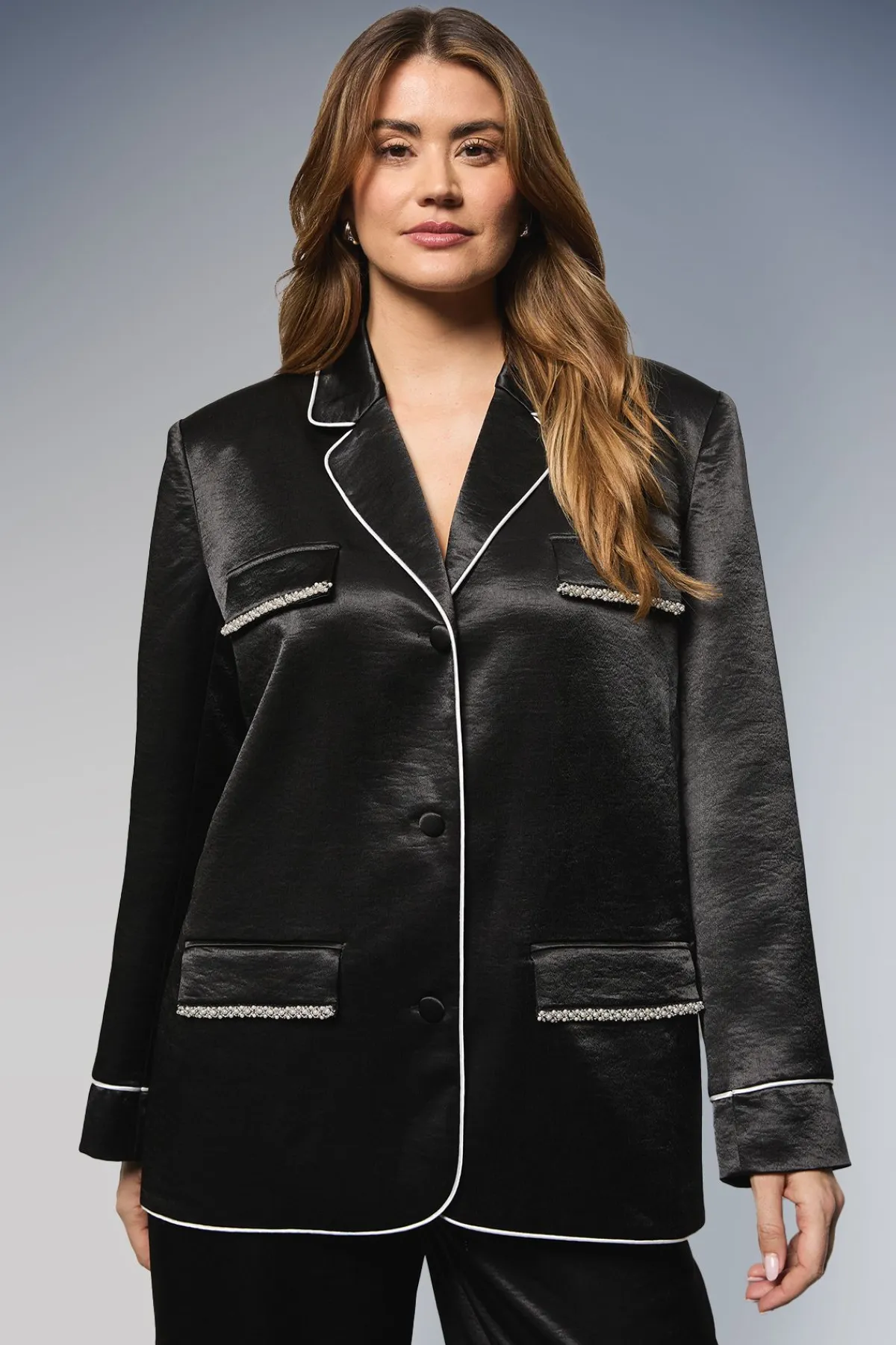Wallis Ensemble Chemise Satin à Détails Poches<Femme Satin Et Dentelle|Tops