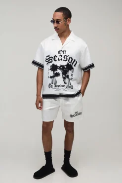 Ensemble Chemise Satinée À Manches Courtes Et Short Oversize Avec Imprimé Off Season