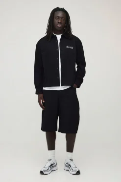 Ensemble Chemise Surdimensionnée Brodée En Sergé Souple Et Short Parachute