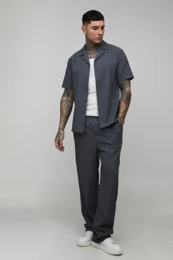 boohooMAN Ensemble Chemise Tall Regular À Col Châle Et Pantalon Décontracté<Homme Ensembles|Tout Afficher