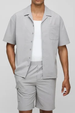 boohooMAN Ensemble Chemise Technique Stretch Oversize Boxy et Short Confort<Homme Ensembles