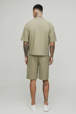 Ensemble chemise technique stretch Revere surdimensionnée et à coupe carrée pour grandes tailles & short confort