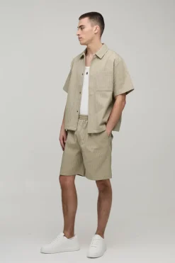 Ensemble Chemise Texturée Ample Et Short Décontracté