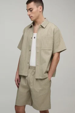 Ensemble Chemise Texturée Ample Et Short Décontracté