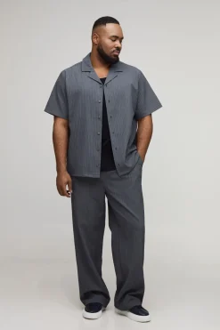boohooMAN Ensemble Chemise Texturée Col Revers Coupe Classique Et Pantalon Décontracté Grande Taille<Homme Ensembles|Tout Afficher