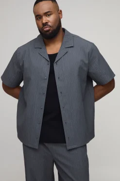 boohooMAN Ensemble Chemise Texturée Col Revers Coupe Classique Et Pantalon Décontracté Grande Taille<Homme Ensembles|Tout Afficher