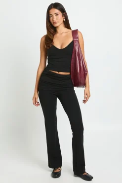 Ensemble Coord Haut Décolleté Cœur Et Pantalon Évasé Taille Repliée Premium Effet Lavé