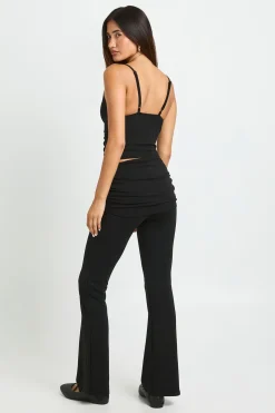 Ensemble Coord Haut Décolleté Cœur Et Pantalon Évasé Taille Repliée Premium Effet Lavé