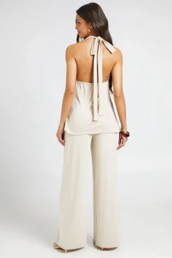 Ensemble Coord Haut Long Col Bénitier Lavé Premium Et Pantalon Large