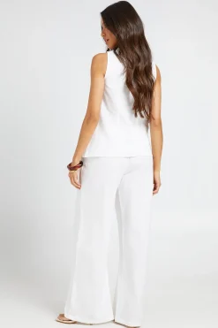 boohoo Ensemble Coordonné Aspect Lin Gilet Col Carré Et Pantalon Large Tailleur<Femme Tons Neutres|Ensembles