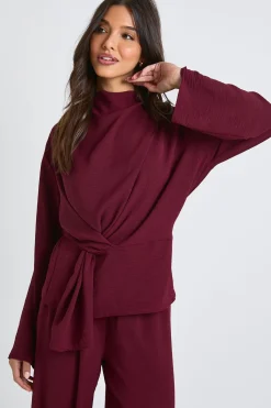boohoo Ensemble coordonné avec blouse à manches longues à drapé tissé et pantalon<Femme Ensembles