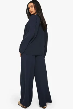 Ensemble coordonné avec chemise surdimensionnée tissée et pantalon à cordon de serrage