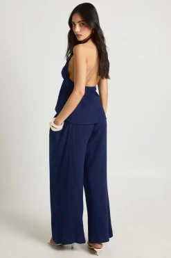 boohoo Ensemble Coordonné Bandeau Col Licou En Gaze De Coton Et Pantalon Large<Femme Ensembles