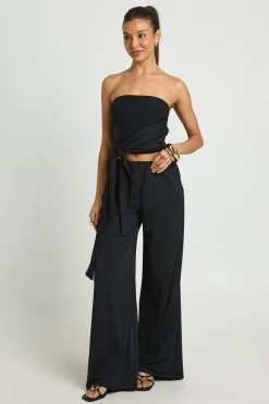 Ensemble Coordonné Bandeau Drapé À Nouer En Côtes Souples Et Pantalon Large