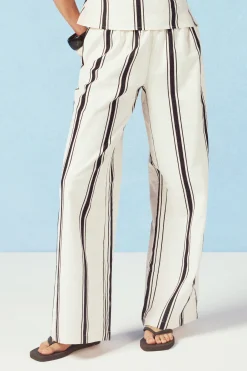 Ensemble Coordonné Bandeau Et Pantalon Large À Rayures Aspect Lin