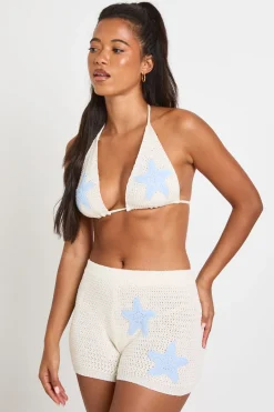 Ensemble Coordonné Bikini Et Micro Short En Crochet Avec Appliqués Étoiles De Mer