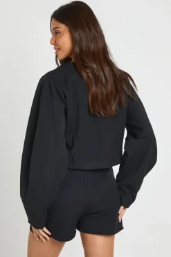 Ensemble Coordonné Blazer Court À Manches Ballon Et Jupe Portefeuille