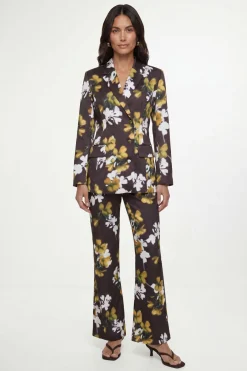 Ensemble Coordonné Blazer Fleuri En Satin