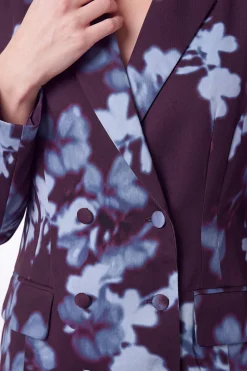 Ensemble Coordonné Blazer Fleuri En Satin Petite