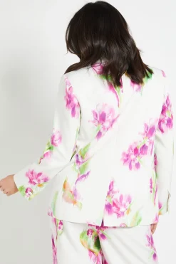 Ensemble Coordonné Blazer Satin Fleuri