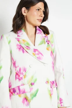 Ensemble Coordonné Blazer Satin Fleuri