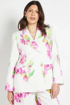 Ensemble Coordonné Blazer Satin Fleuri