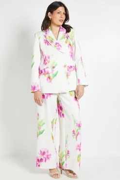 Ensemble Coordonné Blazer Satin Fleuri