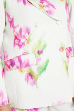 Ensemble Coordonné Blazer Satin Fleuri