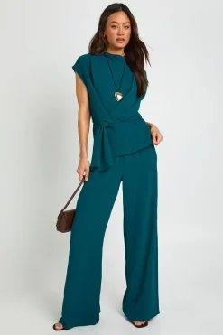 boohoo Ensemble Coordonné Blouse Drapée Tissée Et Pantalon Pour Grandes Tailles<Femme Ensembles