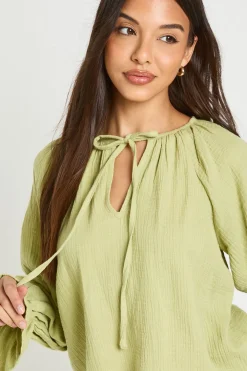 Ensemble Coordonné Blouse Paysanne Et Short En Gaze De Coton
