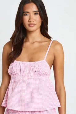 boohoo Ensemble Coordonné Caraco À Boutons Et Pantalon Large À Carreaux Vichy<Femme Ensembles