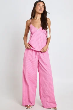 boohoo Ensemble Coordonné Caraco Et Pantalon Large À Rayures Avec Détail Nœud - Tall<Femme Ensembles