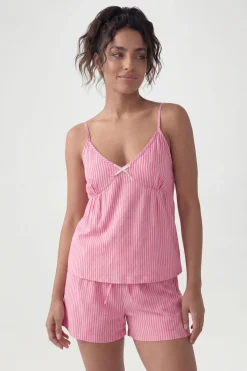 Ensemble Coordonné Caraco À Nœud Rayé Et Short Évasé