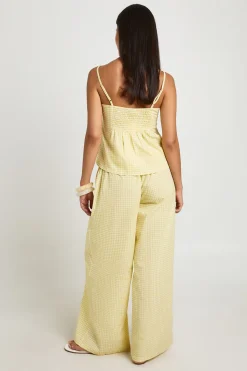 Ensemble Coordonné Caraco À Nœud Vichy Et Pantalon Large