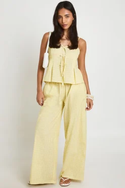 Ensemble Coordonné Caraco À Nœud Vichy Et Pantalon Large