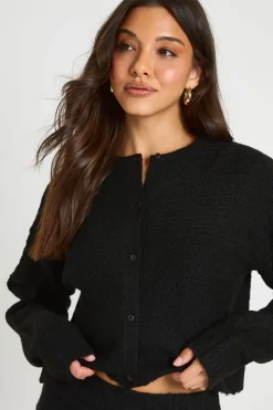 Ensemble Coordonné Cardigan Boutonné Et Mini-jupe En Maille Texturée