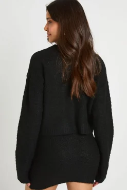 Ensemble Coordonné Cardigan Boutonné Et Mini-jupe En Maille Texturée