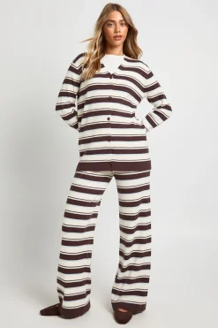 Ensemble Coordonné Cardigan Boyfriend et Pantalon Large en Maille Côtelée Super Douce