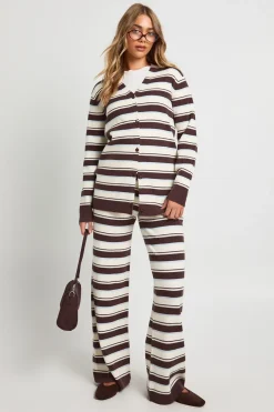 Ensemble Coordonné Cardigan Boyfriend et Pantalon Large en Maille Côtelée Super Douce