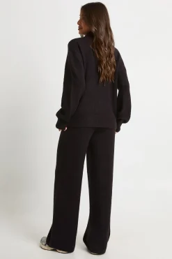 Ensemble Coordonné Cardigan Chunky Tricoté Col Rond et Pantalon Large Ultra Doux