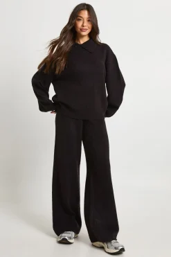 Ensemble Coordonné Cardigan Chunky Tricoté Col Rond et Pantalon Large Ultra Doux