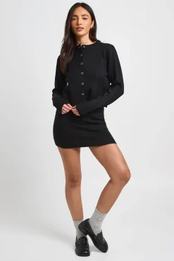 Ensemble Coordonné Cardigan Court Et Mini-jupe En Maille