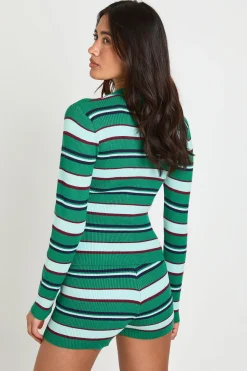 boohoo Ensemble Coordonné Cardigan Et Mini Short En Maille Côtelée À Rayures<Femme Pulls Et Gilets|Toutes Les Mailles