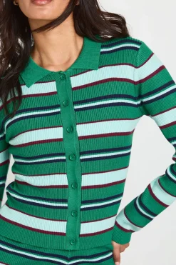 boohoo Ensemble Coordonné Cardigan Et Mini Short En Maille Côtelée À Rayures<Femme Pulls Et Gilets|Toutes Les Mailles