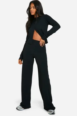 Ensemble coordonné Cardigan long froissé et Pantalon à jambe large