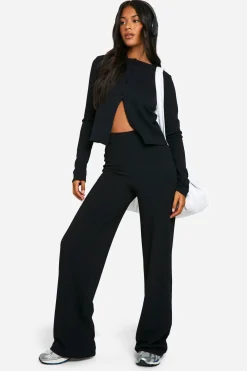 Ensemble coordonné Cardigan long froissé et Pantalon à jambe large