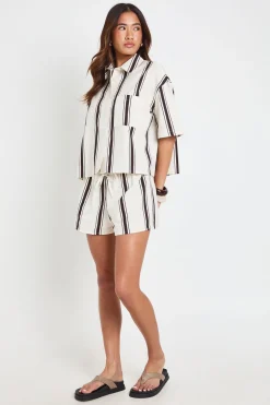boohoo Ensemble Coordonné Chemise Ample Et Short À Rayures Effet Lin<Femme Ensembles