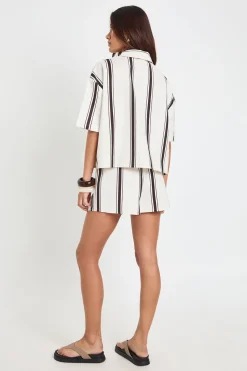 boohoo Ensemble Coordonné Chemise Ample Et Short À Rayures Effet Lin<Femme Ensembles