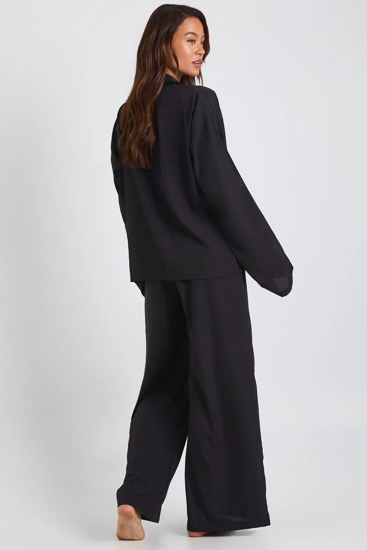 boohoo Ensemble coordonné : chemise ample longue et pantalon à jambes larges<Femme Pantalons|Ensembles