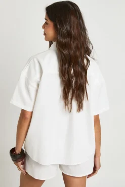 Ensemble Coordonné Chemise Boxy À Manches Courtes Et Short Effet Lin